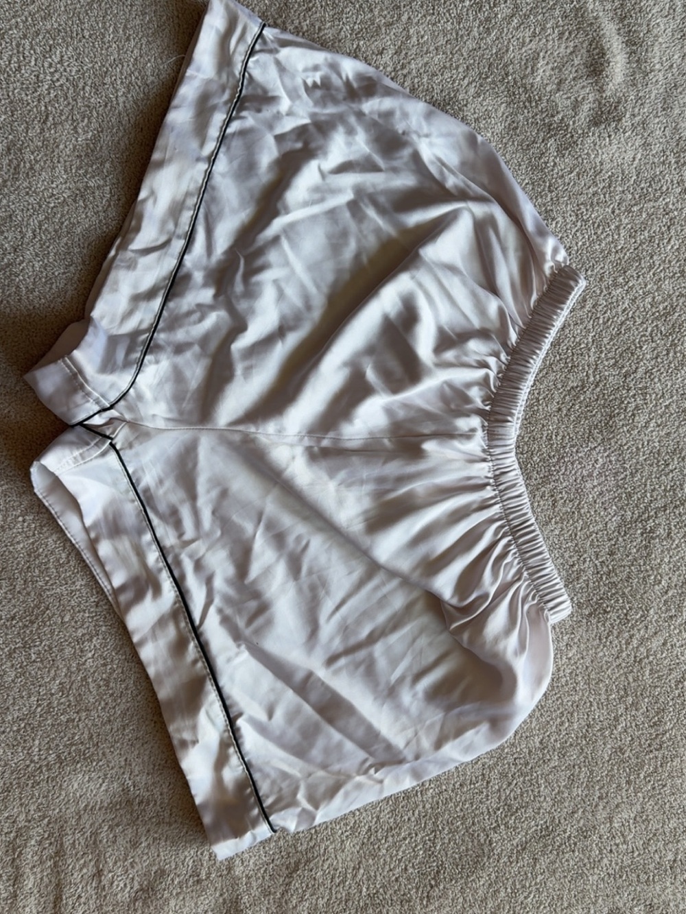 White Women's Pajama Shorts with Contrast Piping